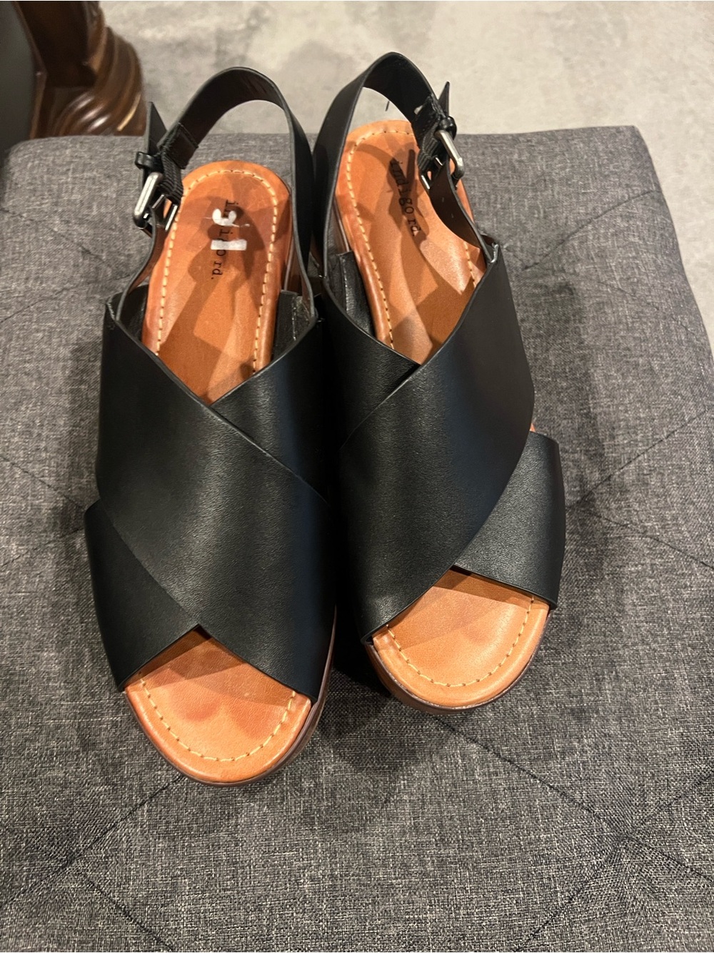 Indigo Black Crisscross Slingback Sandals